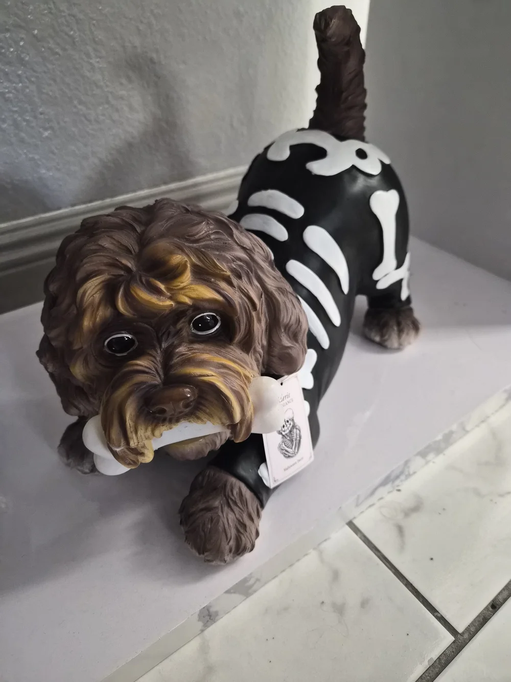 Brown Dog Skeleton LED Halloween Figurine